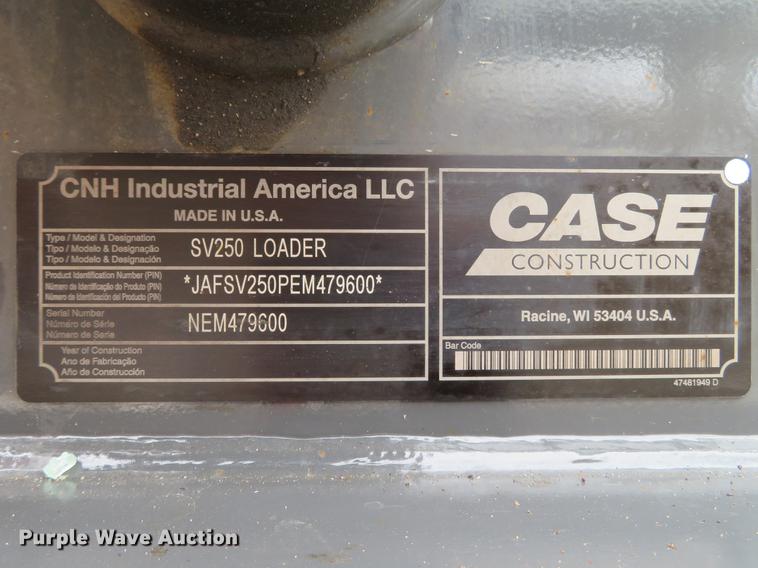 image for item DG3901 2014 Case SV250 skid steer