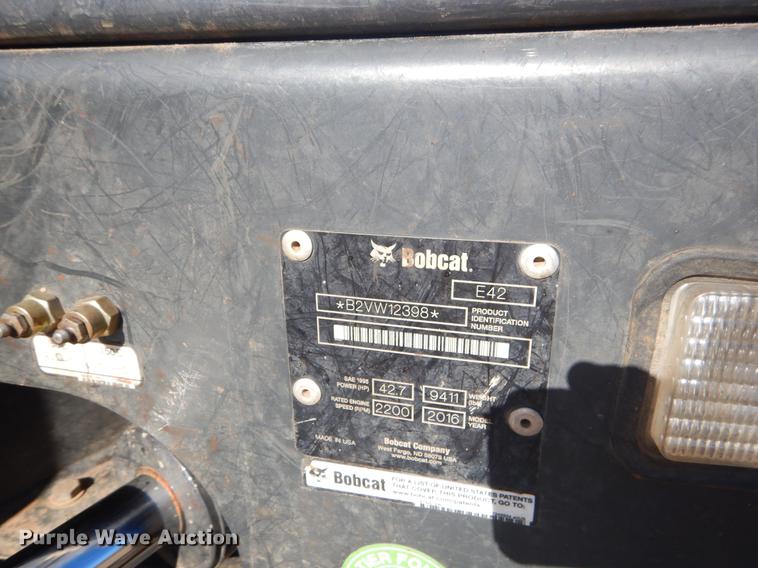 image for item EZ9785 2016 Bobcat E42 mini excavator
