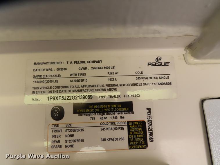 image for item L1484 2016 Pelsue FLXT16-002 Fiberlite XL enclosed fiber splicing trailer