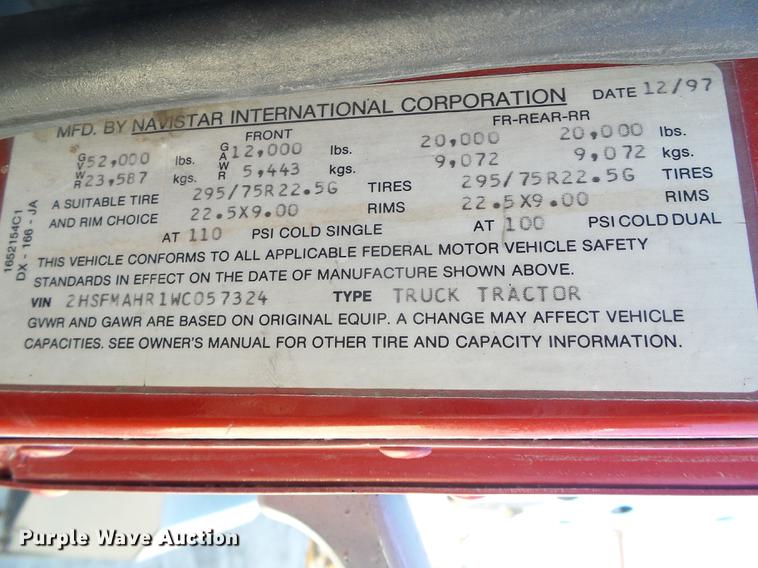 image for item DF2974 1998 International 9200 Eagle dump truck