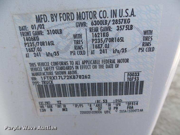 image for item DF2975 2002 Ford F150 XL SuperCab pickup truck