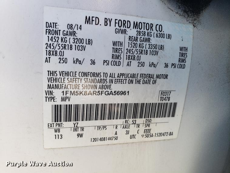 image for item DF3361 2015 Ford Explorer Police SUV