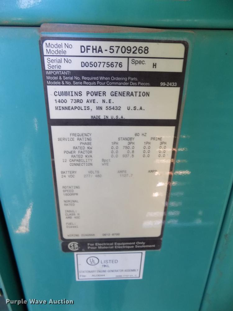 image for item DF4388 2005 Cummins DFHA-5709268 generator