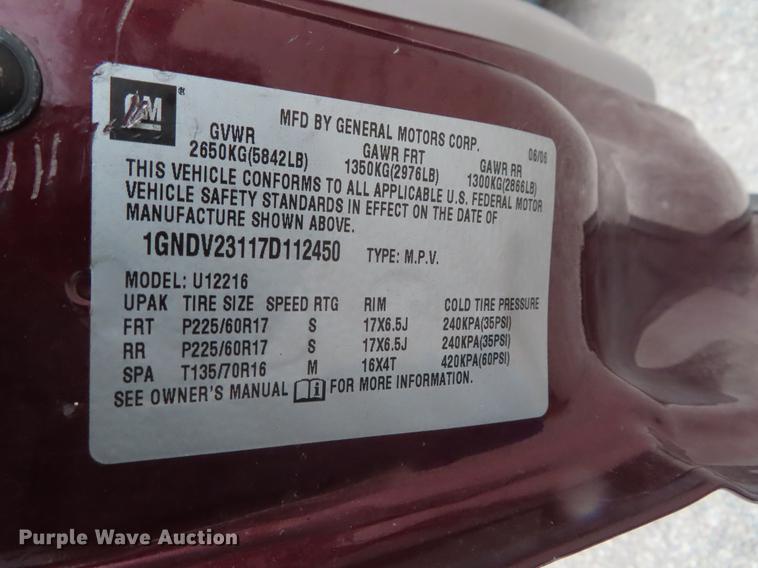 image for item DF7693 2007 Chevrolet Uplander van