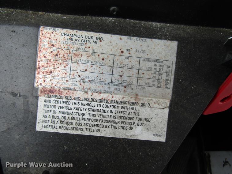 image for item DF7848 2005 Freightliner MB55 Champion shuttle bus