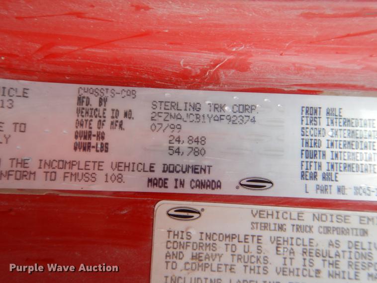 image for item DG0948 2000 Sterling LT7500 dump truck