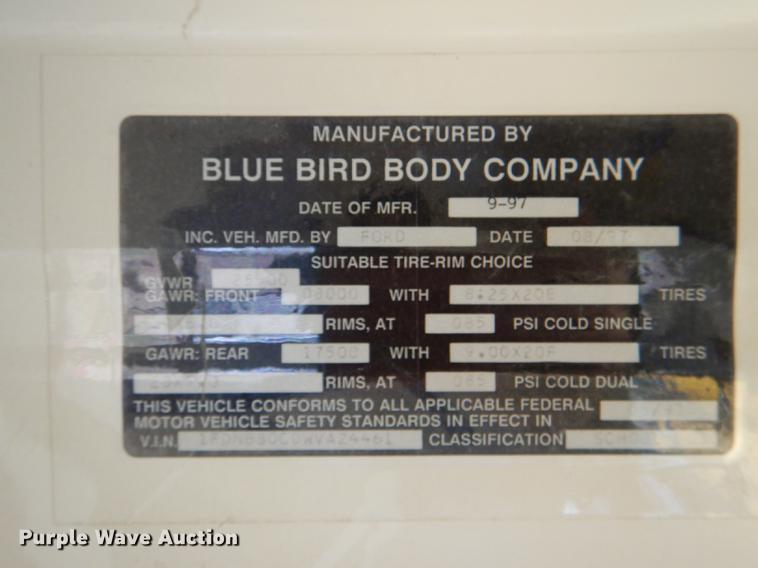 image for item DG0957 1998 Ford B800 school bus