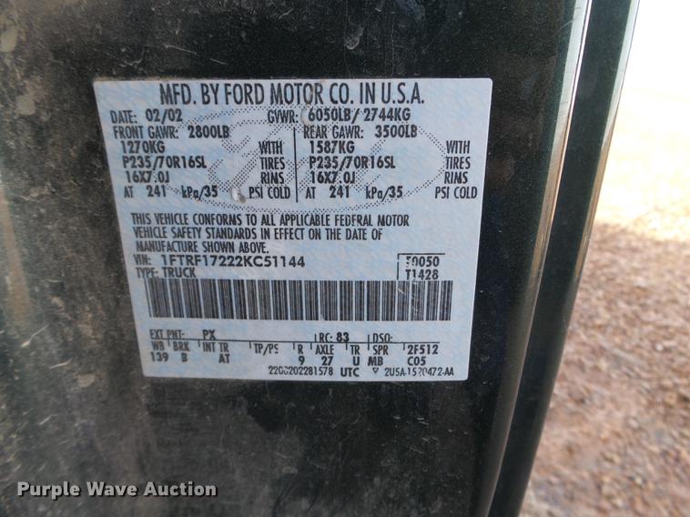 image for item EJ9015 2002 Ford F150 pickup truck