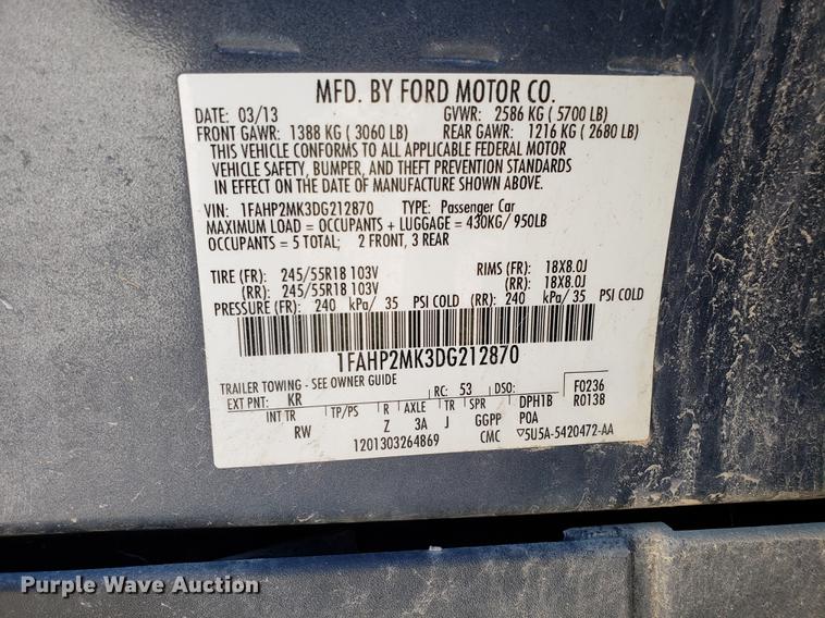 image for item EN9806 2013 Ford Taurus Police Interceptor