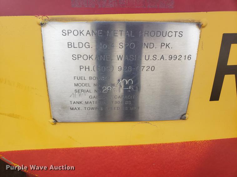 image for item EN9808 Spokane Metal Products Bow 400 fuel wagon