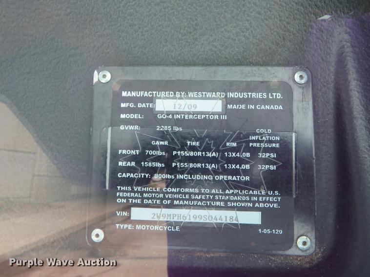 image for item EV9596 2009 Westward Industries GO-4 Interceptor III utility vehicle