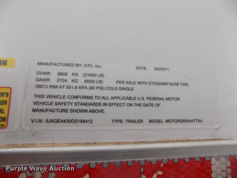 image for item FA9543 2012 ATC M0TGRSX8544TTA4 enclosed cargo trailer