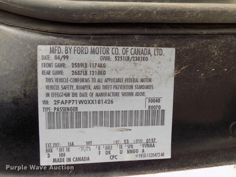 image for item FC9519 1999 Ford Crown Victoria Police Interceptor