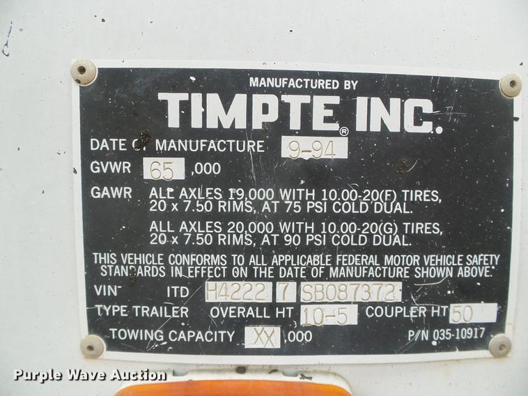 image for item DF2997 1995 Timpte double hopper grain trailer