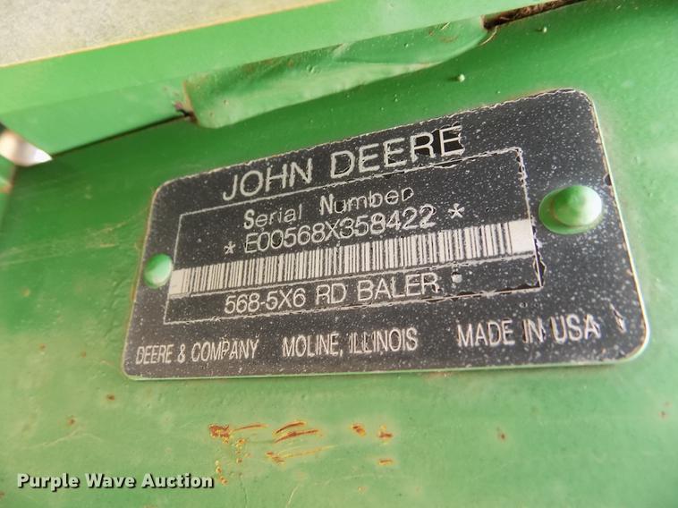 image for item FA9516 2009 John Deere 568 Mega Wide Plus round baler