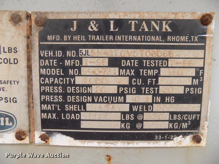 image for item DD3651 1996 Heil pneumatic dry bulk tank trailer