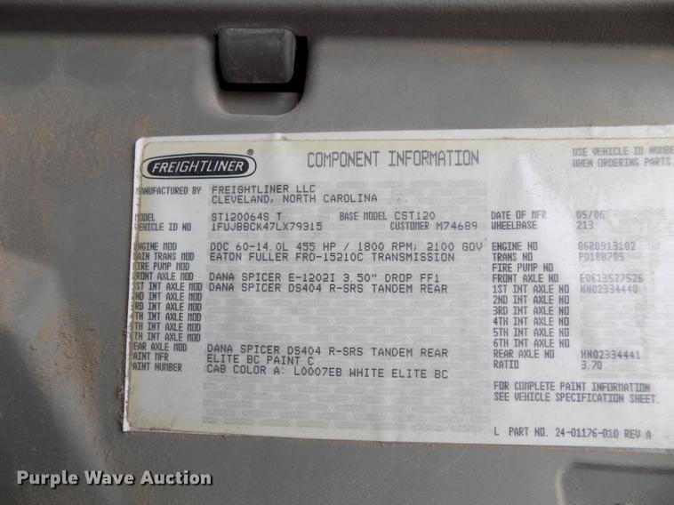 image for item DD3653 2007 Freightliner Century Class semi truck