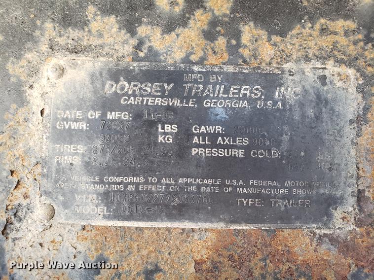 image for item DF3355 1999 Dorsey flatbed trailer