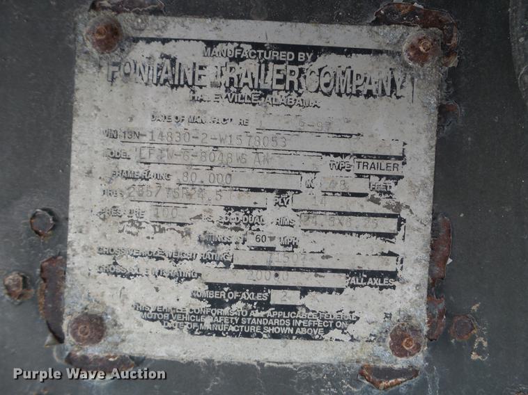 image for item EW9987 1998 Fontaine LFTW-6-8048WSAK flatbed trailer