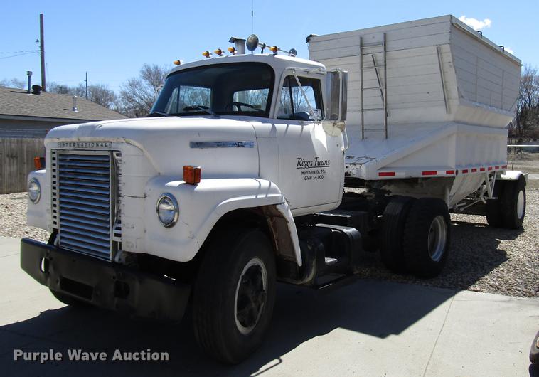 image for item DB6766 1975 International semi truck with Utility bottom dump trailer
