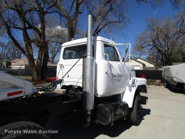 image for item DB6766 1975 International semi truck with Utility bottom dump trailer
