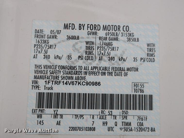 image for item DB8836 2007 Ford F150 XL pickup truck