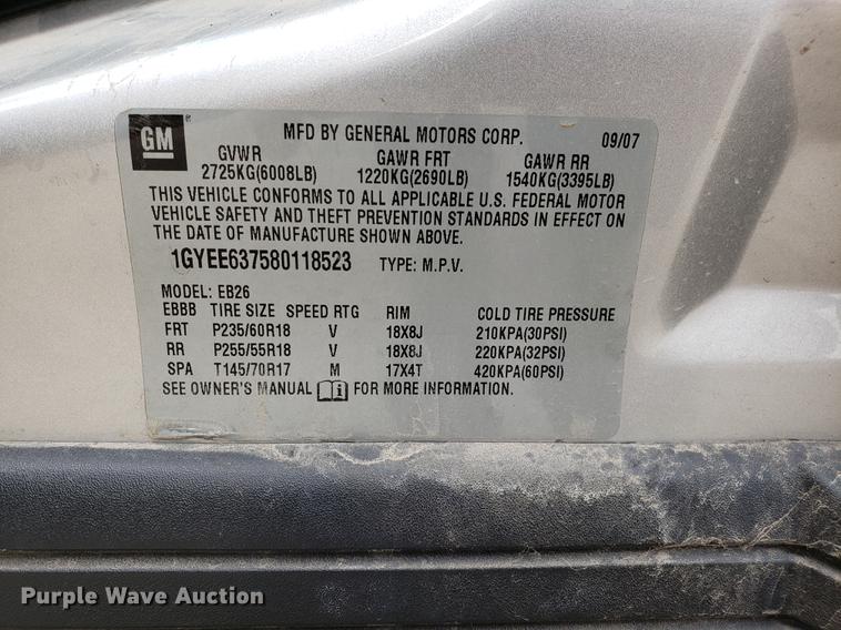 image for item DD4067 2008 Cadillac SRX4 SUV