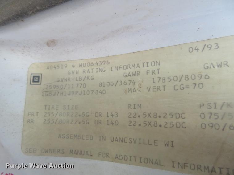 image for item DD6942 1993 Chevrolet Kodiak C6500 dump truck