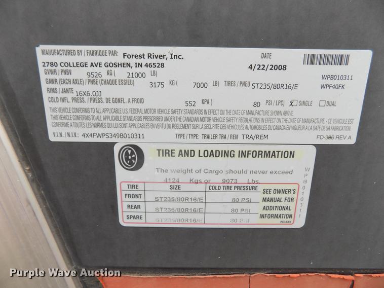 image for item DE1112 2009 Forest River Work and Play camper