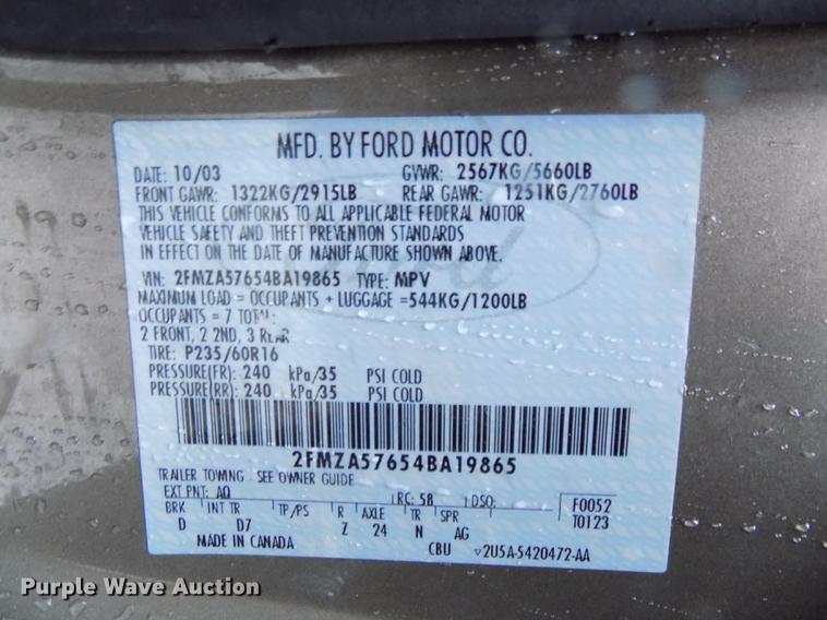 image for item DE7635 2004 Ford Freestar van