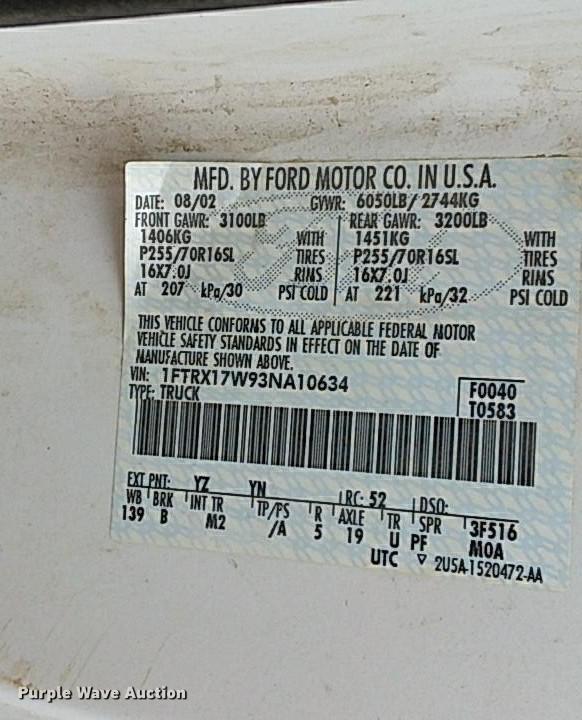 image for item DF4407 2003 Ford F150 SuperCab pickup truck