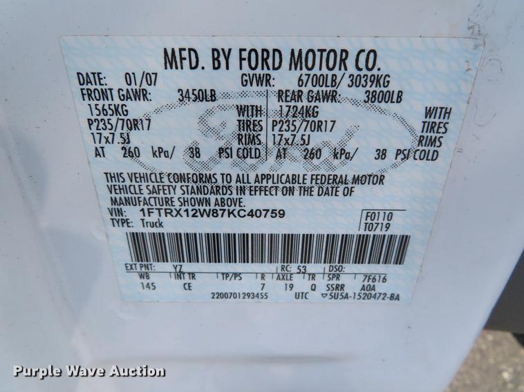 image for item DF7737 2007 Ford F150 SuperCab pickup truck