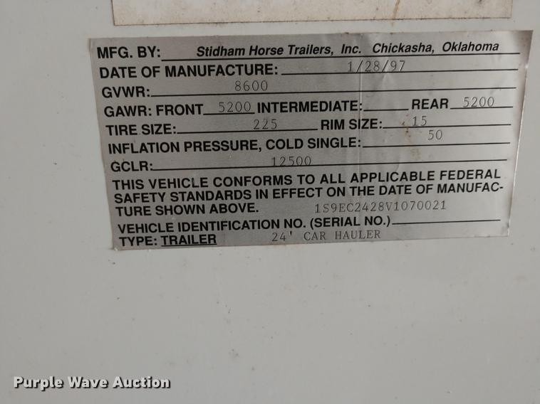 image for item DF9895 1997 Stidham enclosed cargo trailer