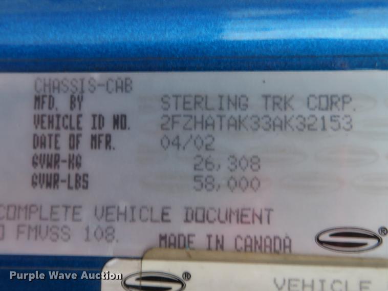 image for item DG3916 2003 Sterling L-Line flat bed truck