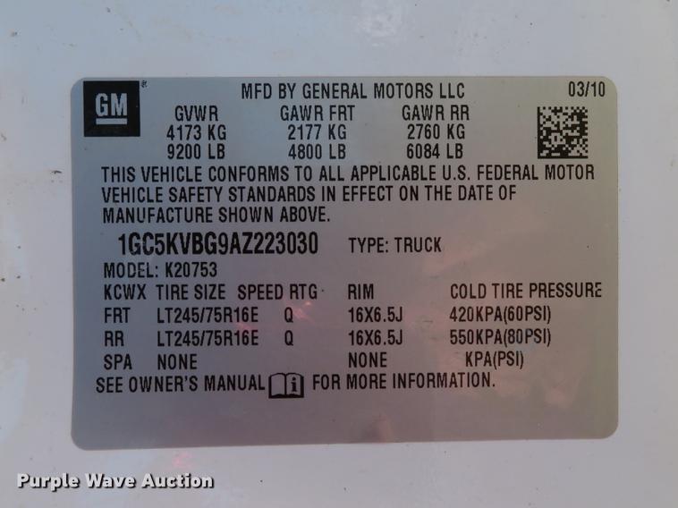 image for item DG3923 2010 Chevrolet Silverado 2500HD Ext. Cab pickup truck