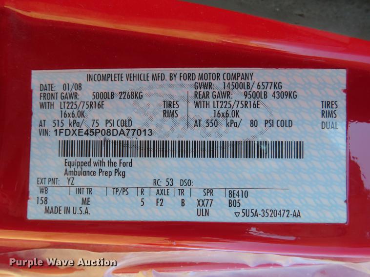 image for item DG3931 2008 Ford E450 cab and chassis