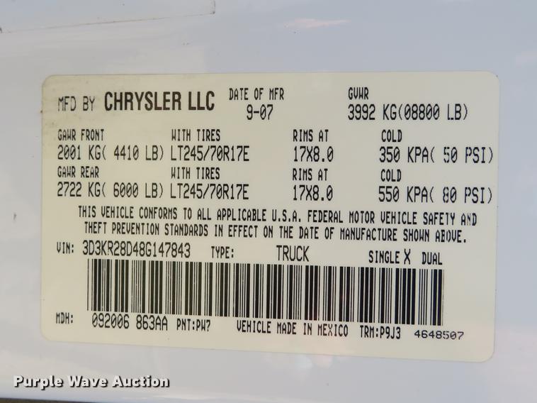 image for item DG3933 2008 Dodge Ram 2500HD Quad Cab pickup truck