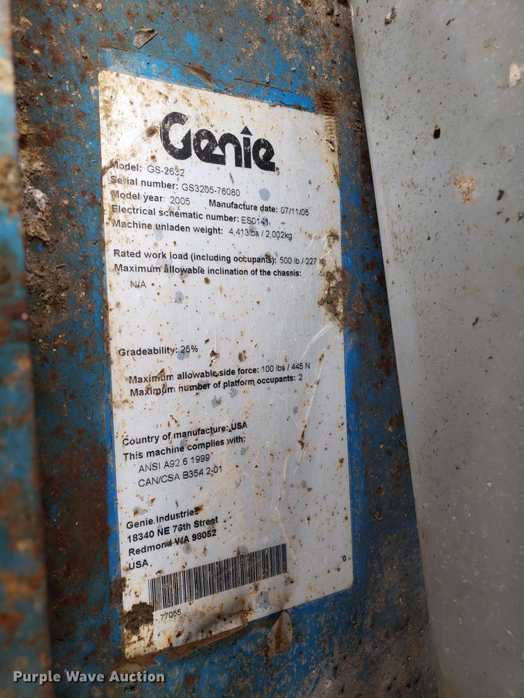image for item EK9032 2005 Genie GS-2632 scissor lift