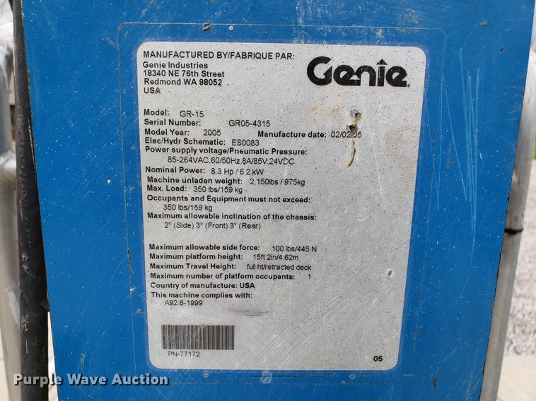 image for item EK9033 2000 Genie GR15 scissor lift