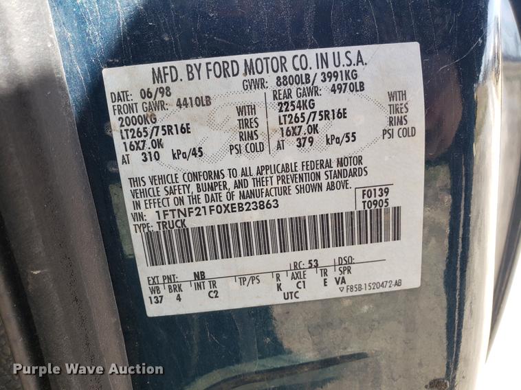 image for item EN9817 1999 Ford F250 Super Duty pickup truck