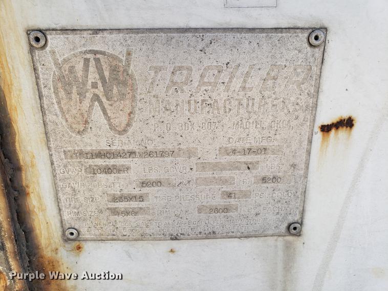 image for item EN9825 2001 W-W enclosed cargo trailer