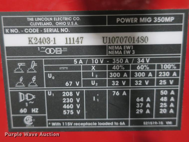 image for item EO9470 Lincoln Power Mig 350MP welder
