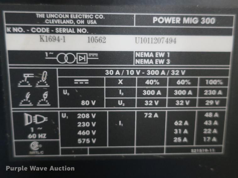 image for item EO9471 Lincoln Power Mig 300 welder