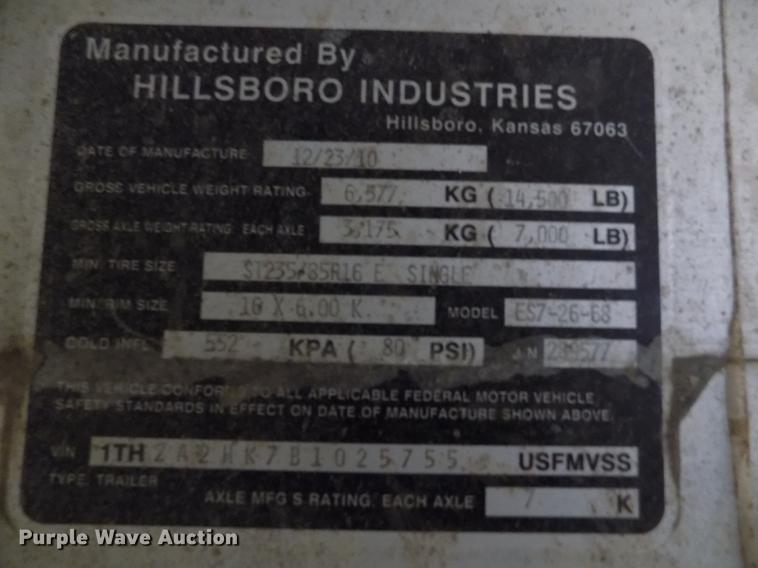 image for item FA9578 2011 Hillsboro Endura livestock trailer