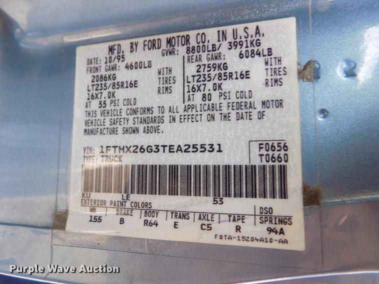 image for item FA9624 1996 Ford F250 XLT SuperCab pickup truck