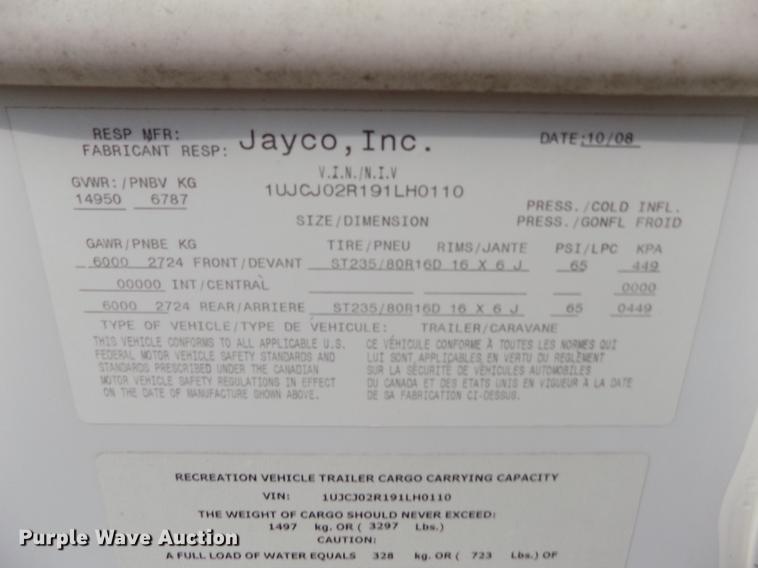 image for item FA9625 2009 Jayco Eagle 341 RLQS camper