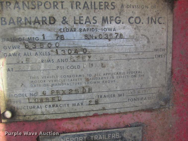 image for item DA8316 1978 Transport Trailers GPRX25DH lowboy equipment trailer