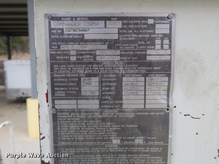 image for item DB8873 2007 Mack Granite CV713 digger derrick truck