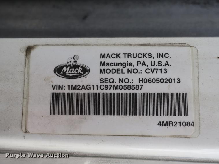 image for item DB8873 2007 Mack Granite CV713 digger derrick truck