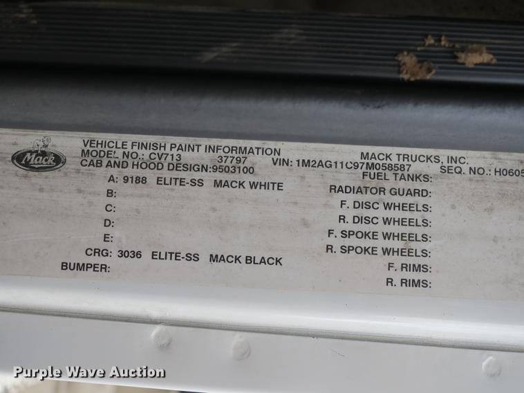 image for item DB8873 2007 Mack Granite CV713 digger derrick truck